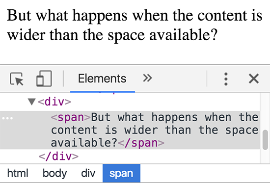 Inline element: But what happens when the content is wider than the space available?